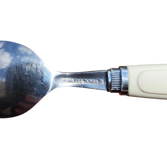 4 Corelle by Coring Forever Yours Stainless Teaspoons Flatware Plastic MCM 6.25" - Picture 4 of 8